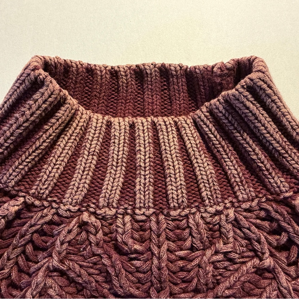 Free People Sweetheart Mock Neck Chunky Knit Acid Wash Sweater Garnet Grotto S - Picture 6 of 16